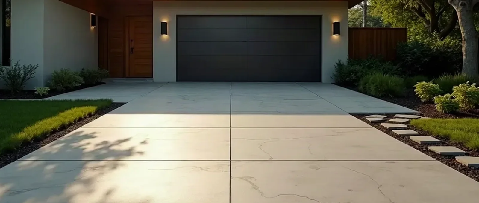 Finished concrete driveway at an Akron, Ohio home